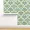 Art Nouveau Cool Colors Golden Yellow Jade Green Mint And Emerald Sage Teal Enamel Effect Lotus Fans Custom Removable Wallpaper by Spoonflower Peel & Stick Wallpaper 2FT Wide